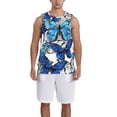 thumbnail image 4 of Gaeub Blue and White Butterflies Men's Mesh Basketball Jersey, Quick-Drying Sleeveless Top S-4XL, Loose Muscle Tank Top -X-Large, 4 of 9