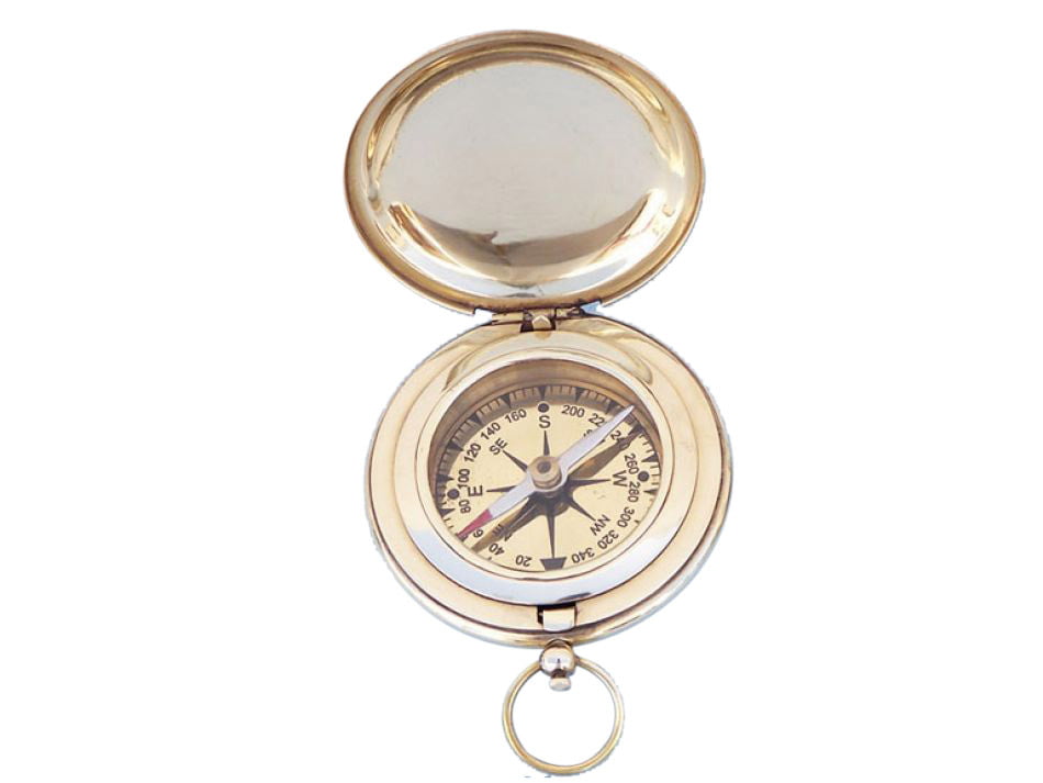 Solid Brass Push Button 2" Pocket Compass On Chain Nautical Gift Item 