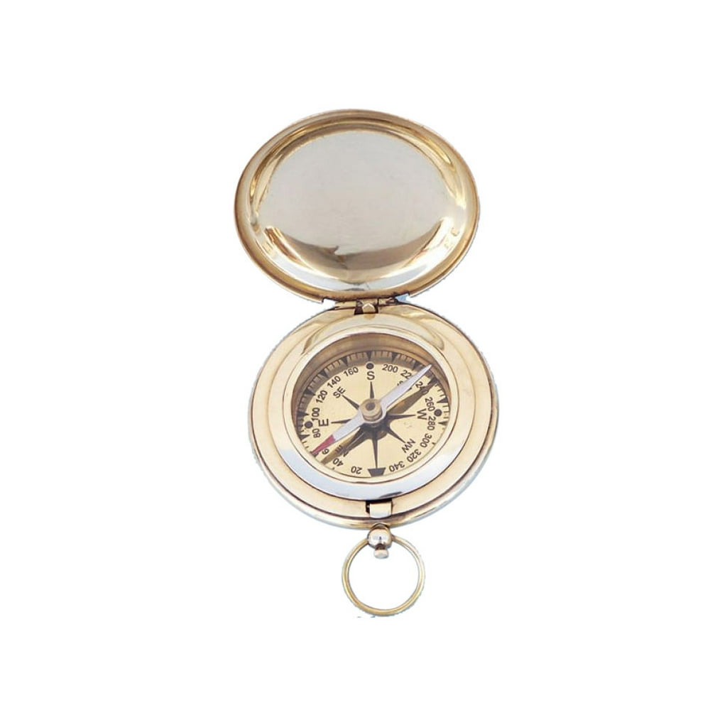 Captain's Brass Push Button Compass 3" Brass Pocket Compass Brass