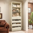 thumbnail image 6 of Aheaplus Wood Closet Organizer with 4 Drawers, 21.3" Closet System Tower with Open Shelves, Modular Closet Drawers System, Small Walk-in Closet Wardrobe, Tall Storage Cabinet Unit, White Oak, 6 of 8