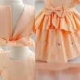 thumbnail image 6 of SERTG Little Girls' Party Dress Sheer Paneled Skirt with Back Zipper Short Sleeve Round Neck Princesse Outfit for 6 Months-4 Years(Orange,4 Years), 6 of 6