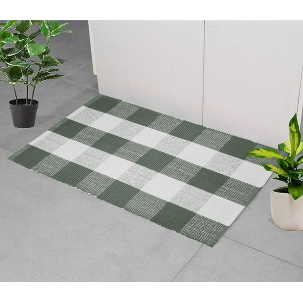 COTTON CRAFT Buffalo Check Plaid Rug 2 Pack Handwoven Cotton Accent