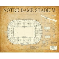 1929 Notre Dame Stadium 11x14 Unframed Poster - Blueprint Wall Art, Historic Architectural Print, Football Stadium Design for University of Notre Dame, Sports Memorabilia, Man Cave & Sports Bar Décor
