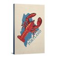 thumbnail image 1 of Portland, Maine, Lobster, Woodblock, Contour, (12x18 Wrapped Canvas, Wall Decor, Artwork), 1 of 5