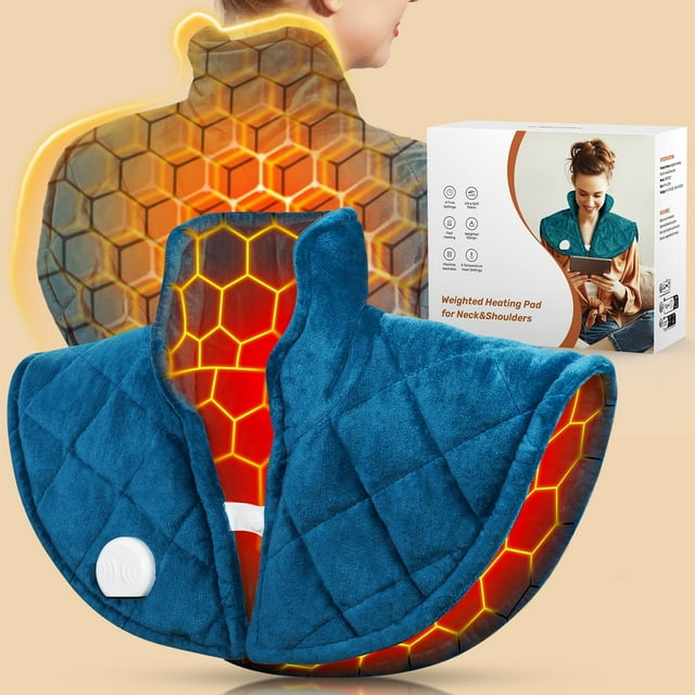 Weighted Heating Pad for Neck and Shoulders and Back, 2.5lb Electric Heat Pad for Pain Relief, Shoulder Heating Pad with 5 Heat Settings, 4 Timer Settings, Valentine's D
