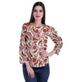 thumbnail image 2 of Moomaya Haut à Manches Longues Imprimé avec Patte de Boutonnage, Col Rond, Tunique d'Été Décontractée pour Femme, 2 of 5