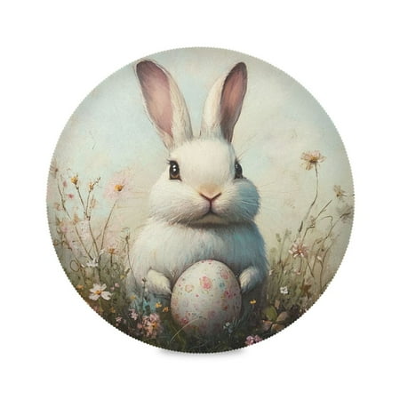 

Round Plate Mat 15.4x15.4 Inchesx1 Placemat Table Mat Kitchen Mat Coffee Mat Fabric Thick Strong Wear-Resistant Heat Resistance Egg-carrying Rabbit