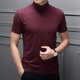thumbnail image 1 of Blusa básica lisa de cuello alto para hombre Fule, camiseta tipo jersey, top de manga corta, top de fondo, 1 of 8