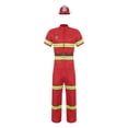 thumbnail image 2 of YiZYiF Mens Firefighter Costume Adults Fireman Cosplay Reflective Strips Jacket with Pants 4Pcs Sets Red Short Sleeve 170, 2 of 7
