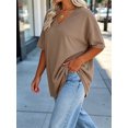 thumbnail image 5 of Short Sleeve Women's Plus Size Solid Color V-neck Casual Loose T-shirt Tops, 5 of 7
