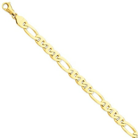 Mens Gold Figaro Bracelet - 14k Yellow Gold 8.25in 8.75mm Figaro Link Mens Chain Bracelet