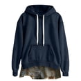 thumbnail image 5 of Otntypg Women’s Denim Hoodie Jacket Lightweight Jean Pullover Casual Long Sleeve with Pocket Drawstring Hooded Sweatshirt Tops Navy XL, 5 of 8