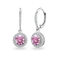 Pink Halo Dangle Earrings Made w/ Swarovski Crystals in 925 Silver