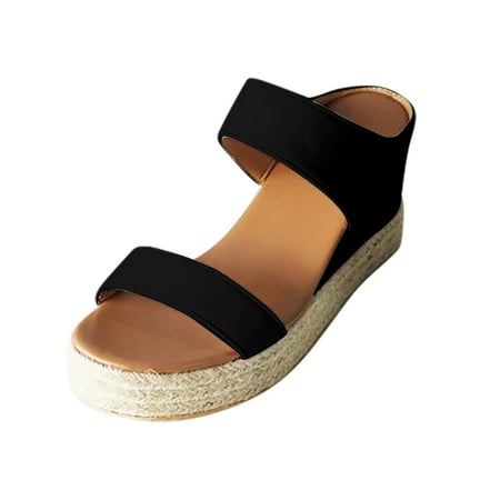 

Wandatree Womens Open Toe Sandals Summer Beach Slipper Comfy Breathable Casual Wedges Shoes 5 Black