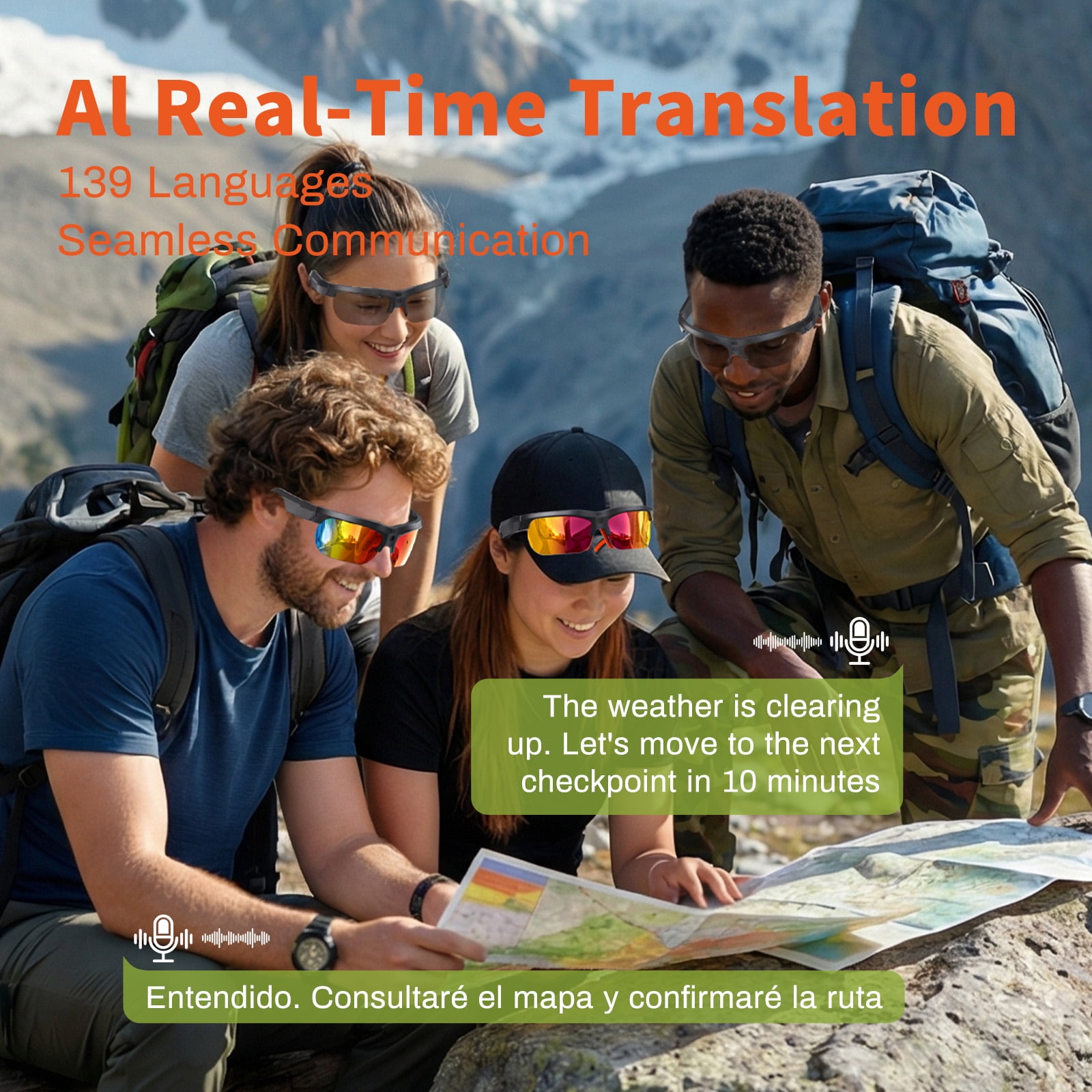 AI Smart Sports Sunglasses with 20MP Camera, Open-Ear Audio, Real-Time Translation, EIS Stabilization, Photochromic UV400 Lenses for Cycling, Hiking & Outdoor Activities, Black