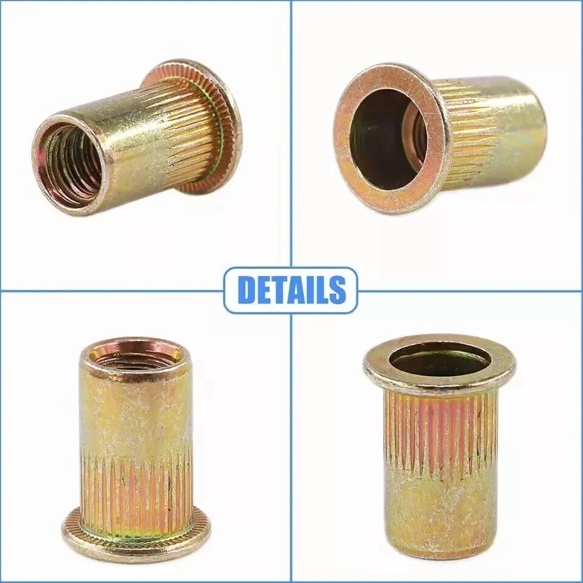 CIRCLE- 100 Pcs 5/16-18 Unc Carbon Steel Rivet Nut Flat Head Threaded Insert Nutsert Sae