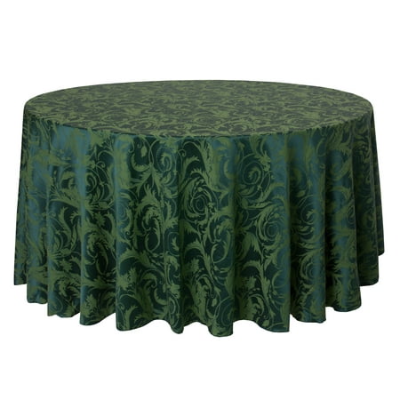 

Ultimate Textile (3 Pack) Damask Melrose 108-Inch Round Tablecloth - Home Dining Collection - Floral Leaf Scroll Jacquard Design Hunter Green