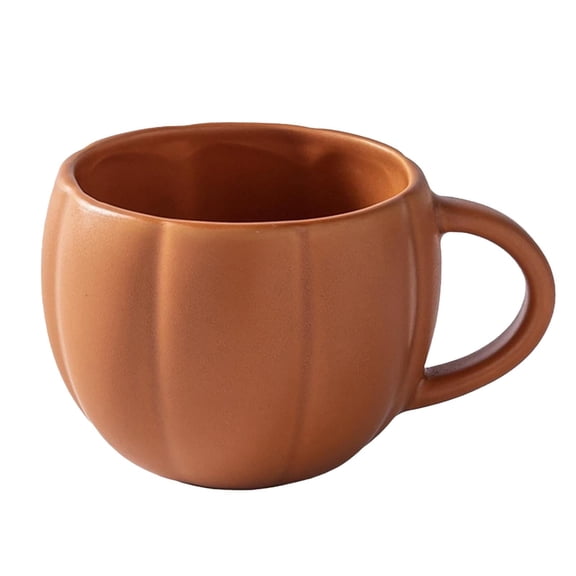 Yettn Pumpkin Mug,Large 450ml Ceramic Pumpkin Shaped Coffee Mug,Fall Themed Orange Cup for Hot Tea, Water & Beverages,Durable Party Serving Cup, Novelty Autumn Drinkware with Handle