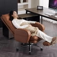 thumbnail image 2 of Swivel Genuine Leather Office Chairs Lunch Breaks High End Swivel Chairs Business Office Cowhide 컴퓨터의자 Furniture Room Office My Lux Decor Round, 2 of 30