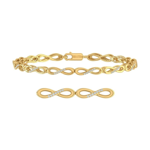 1/4 Carat Infinity Link Diamond Bracelet in 18K Yellow Gold over Sterling Silver (7.5 Inch)