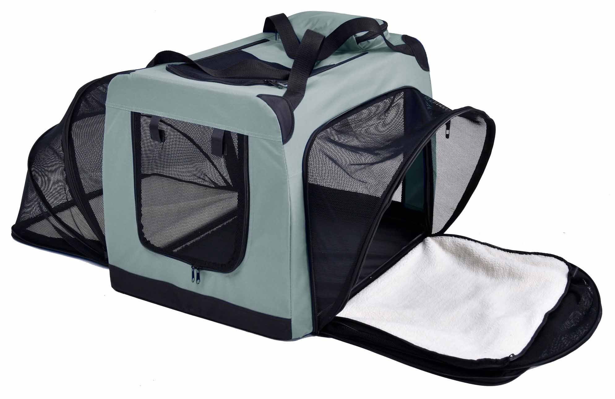 Pet Life ® 'Hounda Accordion' Metal Framed Soft-Folding Collapsible Dual-Sided Expandable Pet Dog Crate