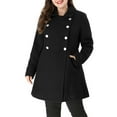 thumbnail image 3 of Agnes Orinda Women's Plus Size Winter Coats Double Breasted Peacoat Outerwear Jackets 3X Black, 3 of 8