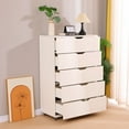 thumbnail image 5 of 5 Drawer Dresser, 30" Mobile Storage Cabinet with Drawers, Wheels, Modern Room Orgnizer Cart, Wood Freestanding Storage Chest for Bedroom, Home Office, 5 of 9