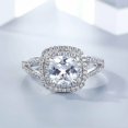 thumbnail image 6 of HeartsAndYou 3.5ct Cushion Cut Moissanite Split Shank Engagement Halo Ring 18k White Gold over Silver, 6 of 9