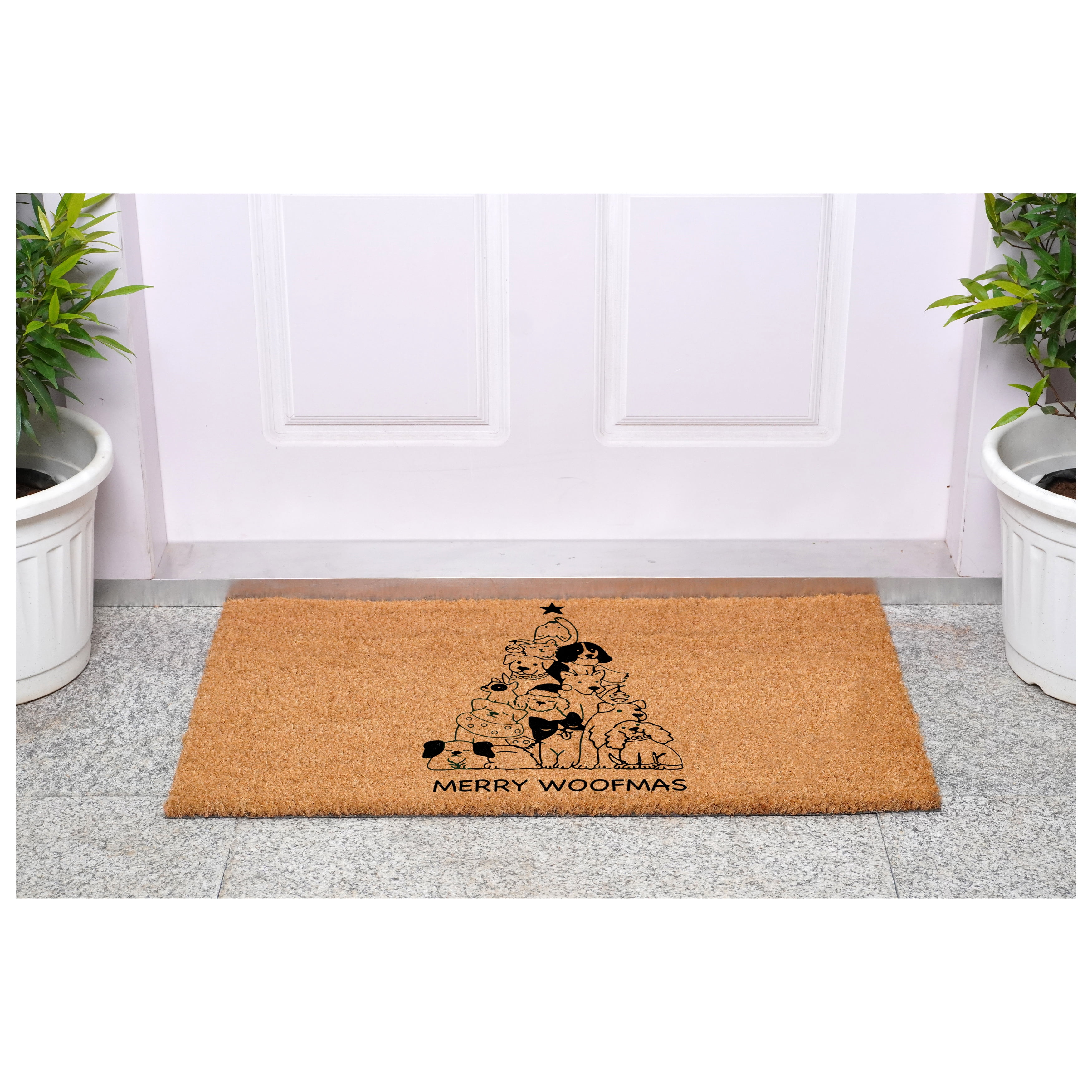 Christmas Dog Tree Doormat, 24" x 36"