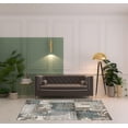 thumbnail image 2 of HomeRoots 487000 5 x 8 ft. Floral Power Loom Distressed Stain Resistant Rectangle Area Rug Teal Gray & Tan, 2 of 5