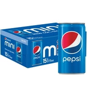 Pepsi Cola Soda Pop, 7.5 fl oz Mini Cans, 15 Pack