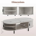 thumbnail image 2 of Costway Oval Coffee Table, 47.5” Wooden Center Table with Storage, Sliding Tambour Doors Rustic Oak, 2 of 10