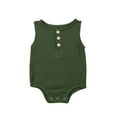 thumbnail image 2 of Franhais Newborn Baby Girls Boys Sleeveless Romper Solid Color Button Jumpsuit Summer Outfits, 2 of 8