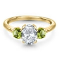 thumbnail image 3 of Gem Stone King 10K Yellow Gold White Topaz and Green Peridot Engagement Ring for Women | 2.10 Cttw | Oval 8X6MM | Gemstone November Birthstone | Size 6, 3 of 6
