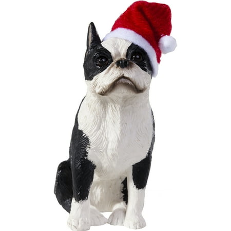 Boston Terrier Christmas - Sandicast Sitting Boston Terrier with Santa's Hat Christmas Dog Ornament