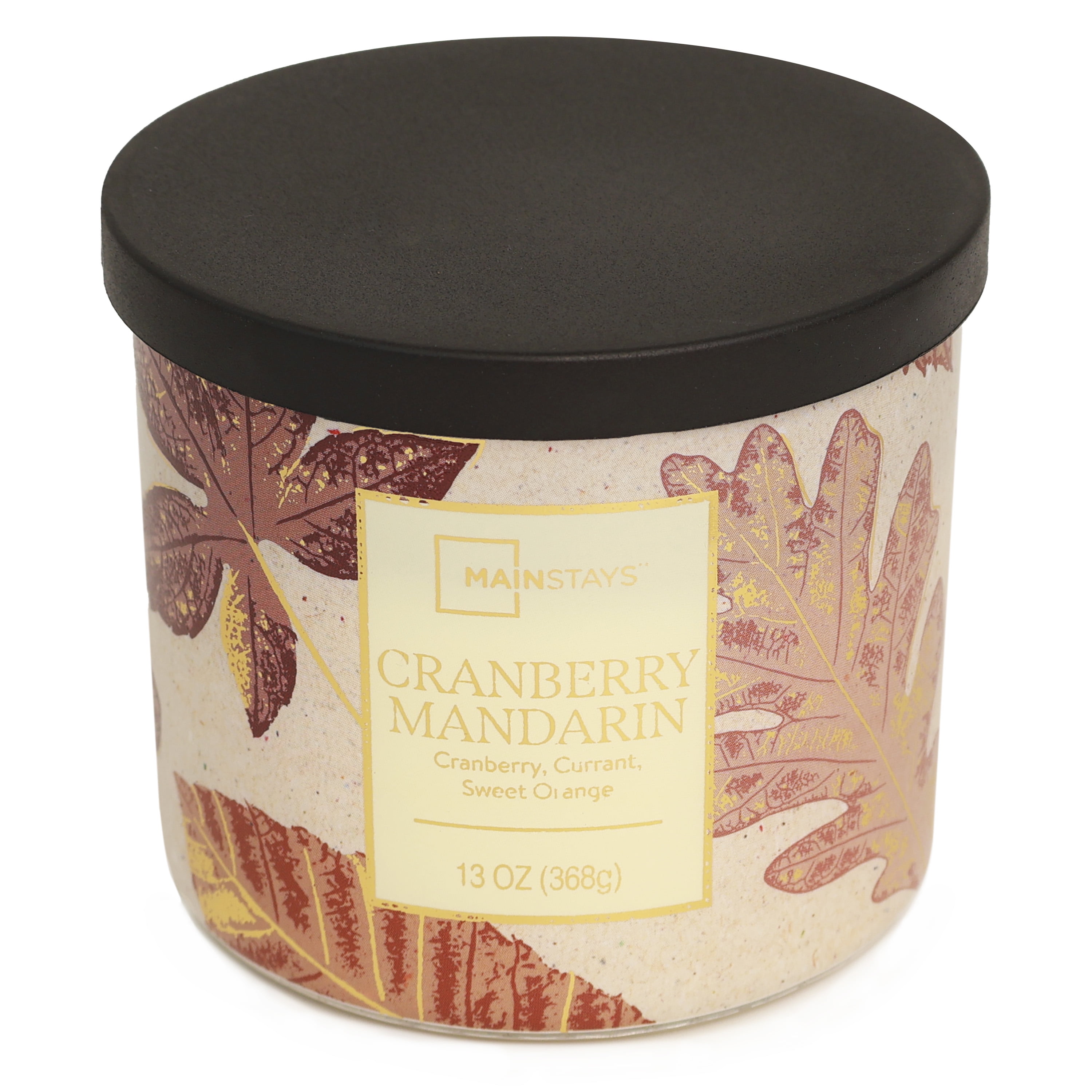 Mainstays 3-Wick Cranberry Mandarin With a Leaf Design, 13-Ounce