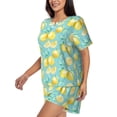 thumbnail image 2 of Kdxio Yellow Lemon Print Pajamas Sets for Women Short-Sleeved Pjs with Lounge Shorts Two Piece Sleepwear S-4XL, 2 of 9