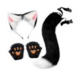 thumbnail image 1 of Conjunto de orejas y cola de animal, diadema con orejas para pelo para actuaciones en escenario durante las festividades. Blanco y negro, 1 of 8