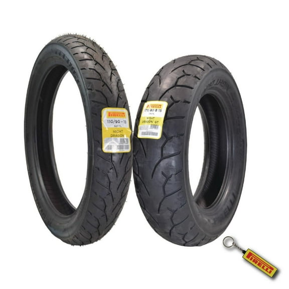 Pirelli Night Dragon Tire Set: 110/90-19 M/C 62H TL Front & Night Dragon GT 170/80B15 M/C 77H TL Rear Cruiser Motorcycle Tires - Superior Traction & Handling w/ Keychain