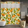 thumbnail image 3 of Oranges Fruit No Hook Shower Curtain with Snap in Liner Green Leaf White Flowers Beige Background Waterproof Bathroom Shower Curtain with See Through Top Window for Bathtub 72" x 72", 3 of 9