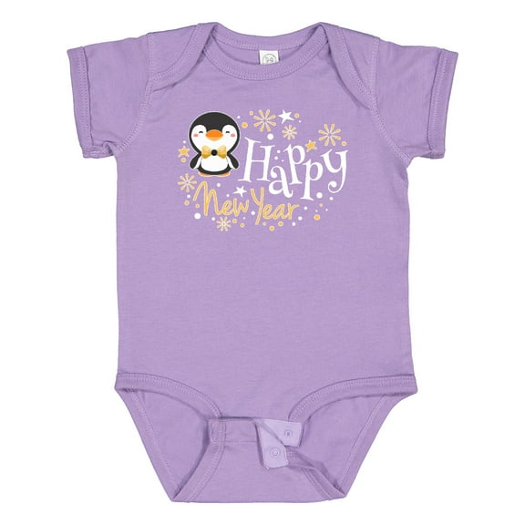 Inktastic Happy New Year with Cute Penguin Boys or Girls Baby Bodysuit