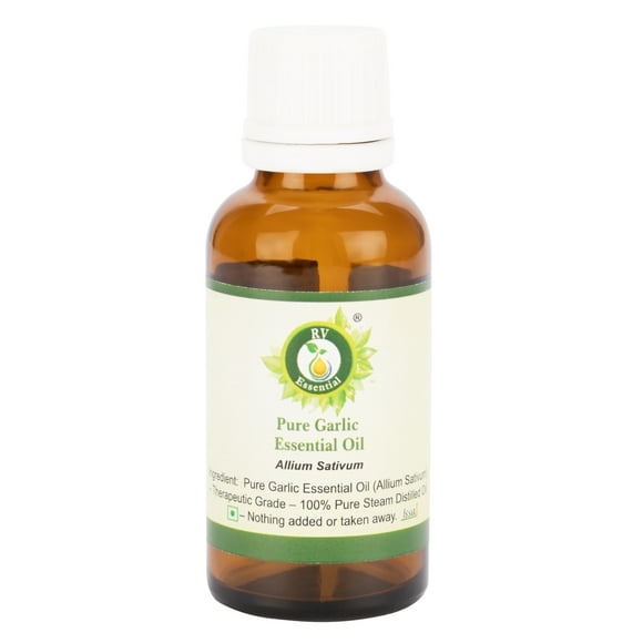 Garlic Essential Oil Allium Sativum Garlic Oil For Hair Pure Garlic Oil For Cooking Pure Natural Steam Distilled Therapeutic Grade 30ml 1.01oz By R V Essential