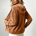 thumbnail image 6 of Velvet Long Sleeve Cardigan Hoodies Women Button Womens Hood Shirts Brown XXL, 6 of 9