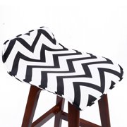 Set of 2 Stanton Lo-Back Contemporary Wood/Fabric Barstool - Black/White Chevron