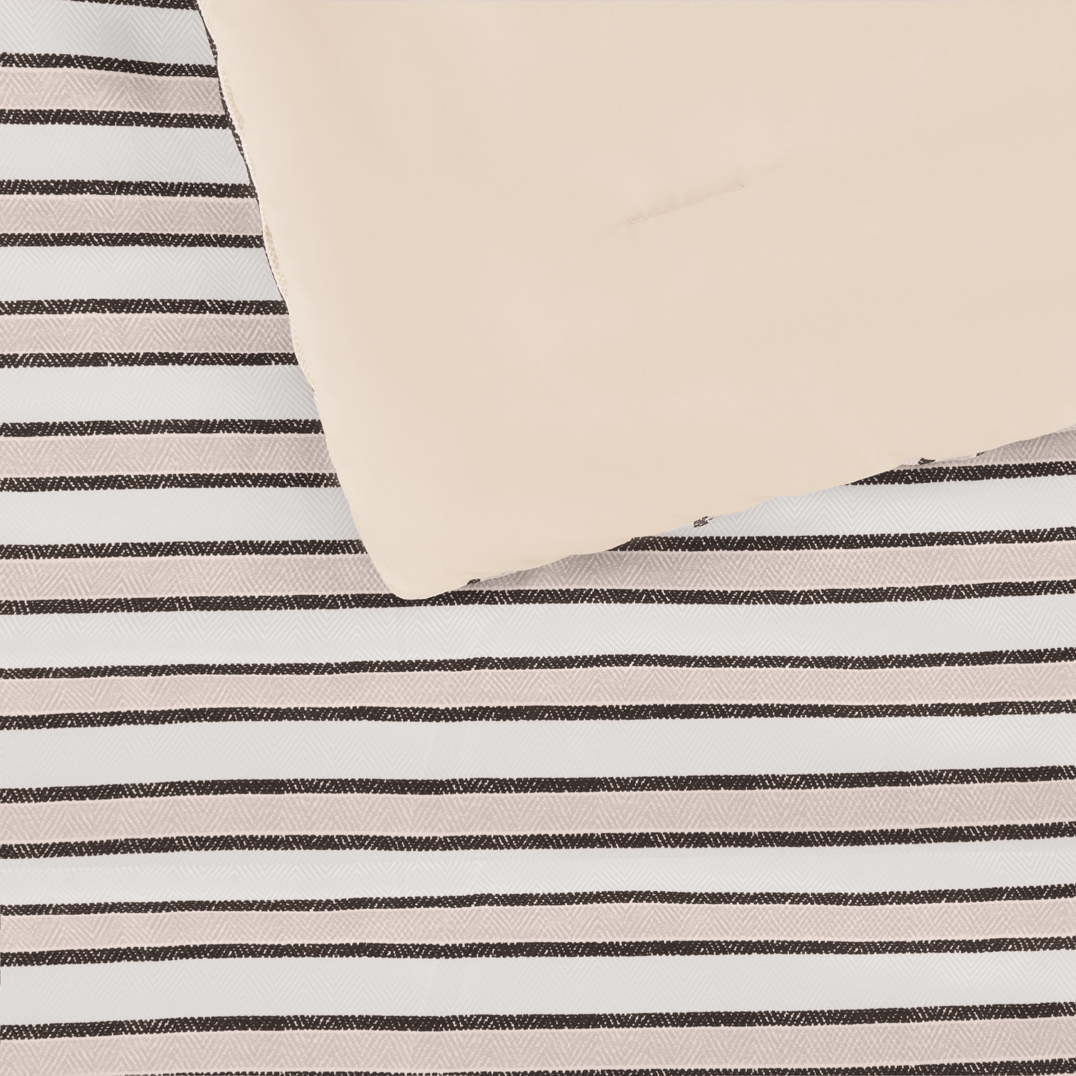 Mainstays Soft Touch Bed in a Bag 11-Piece Reversible Tan & Black Striped Comforter Set with Sheets, King