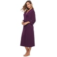 thumbnail image 4 of Doaraha Cotton Robe Women Lightweight Spa Shower Night Bathrobe Long Sleeve Knit Soft Kimono Sleepwear Ladies Loungewear, 4 of 10