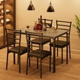thumbnail image 4 of Dining Table Set Glass Dining Room Table Set for Small Spaces Kitchen Table Furniture Rectangular Modern Compact Space Glass Tabletop, 4 Upholstered PU Chairs, Metal Steel Frame, 4 of 9