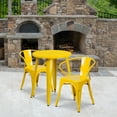 thumbnail image 2 of Flash Furniture Napoleon Commercial Grade 24" Round Yellow Metal Indoor-Outdoor Table Set with 2 Arm Chairs, 2 of 5