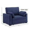 thumbnail image 3 of Nantucket Pull-Out Chenille Sleeper Sofa with Accent Pillows, Twin Size, Navy, 3 of 6