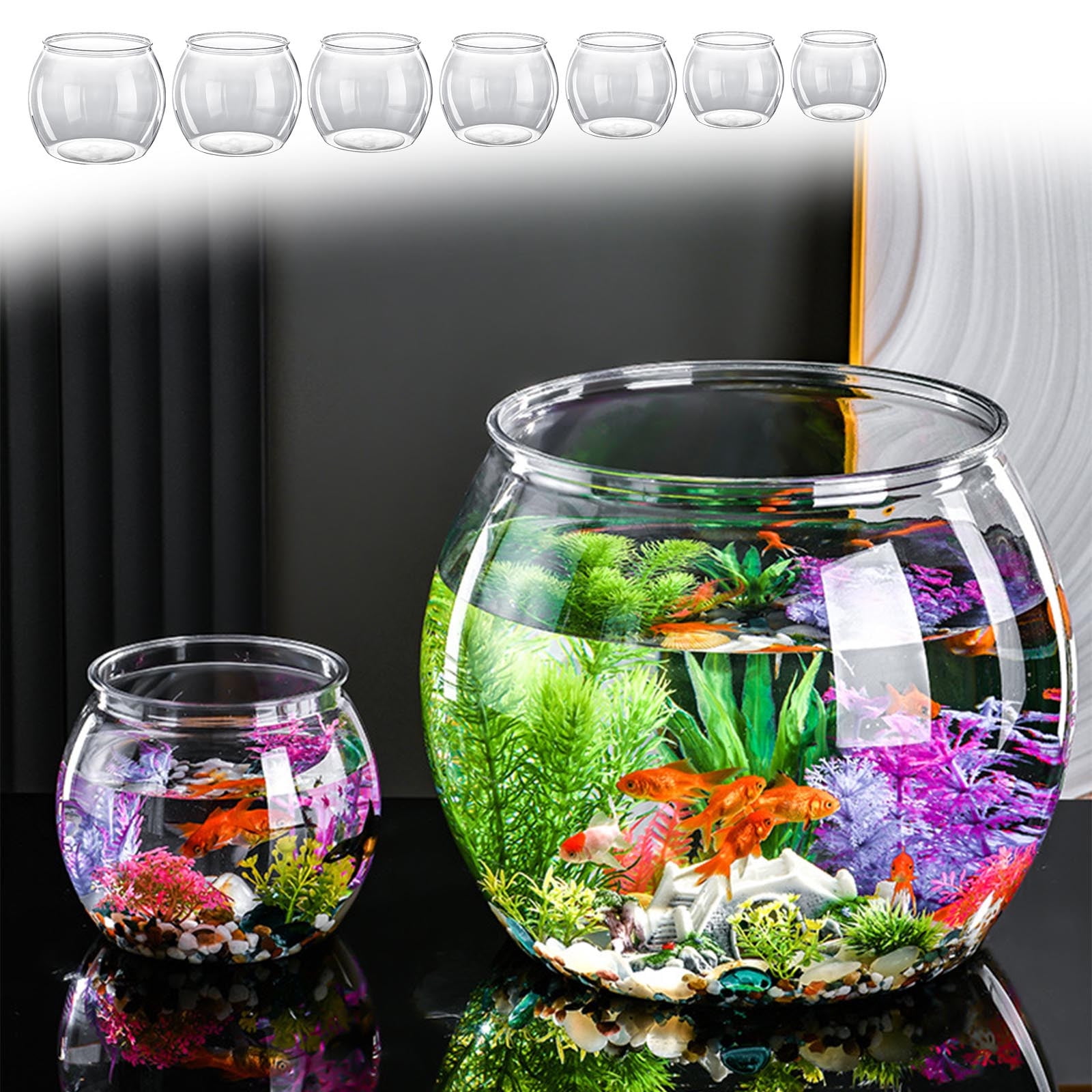 Camnix Fish Tank Clear Container Plastic Plants Desk Clear Ecologically Bottle Tabletop Ornament Desk Fish Tank Fish Living Tank